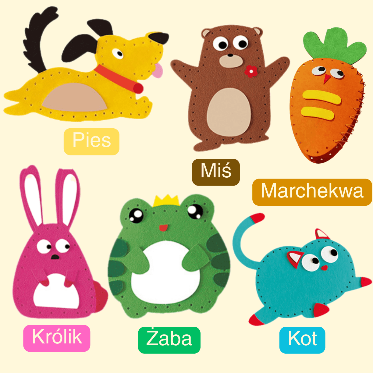 Filciaki - Zestaw 6 szt. maskotek dla dzieci do szycia